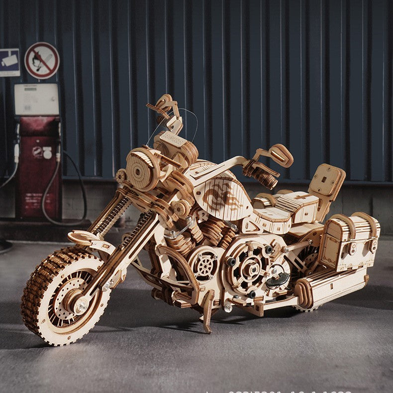 Cruiser Motorcycle Wooden Model - Building Block Kit Assembly Toy