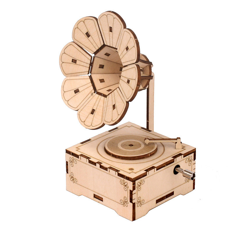 Gramophone 3D Wooden Music Box Puzzle