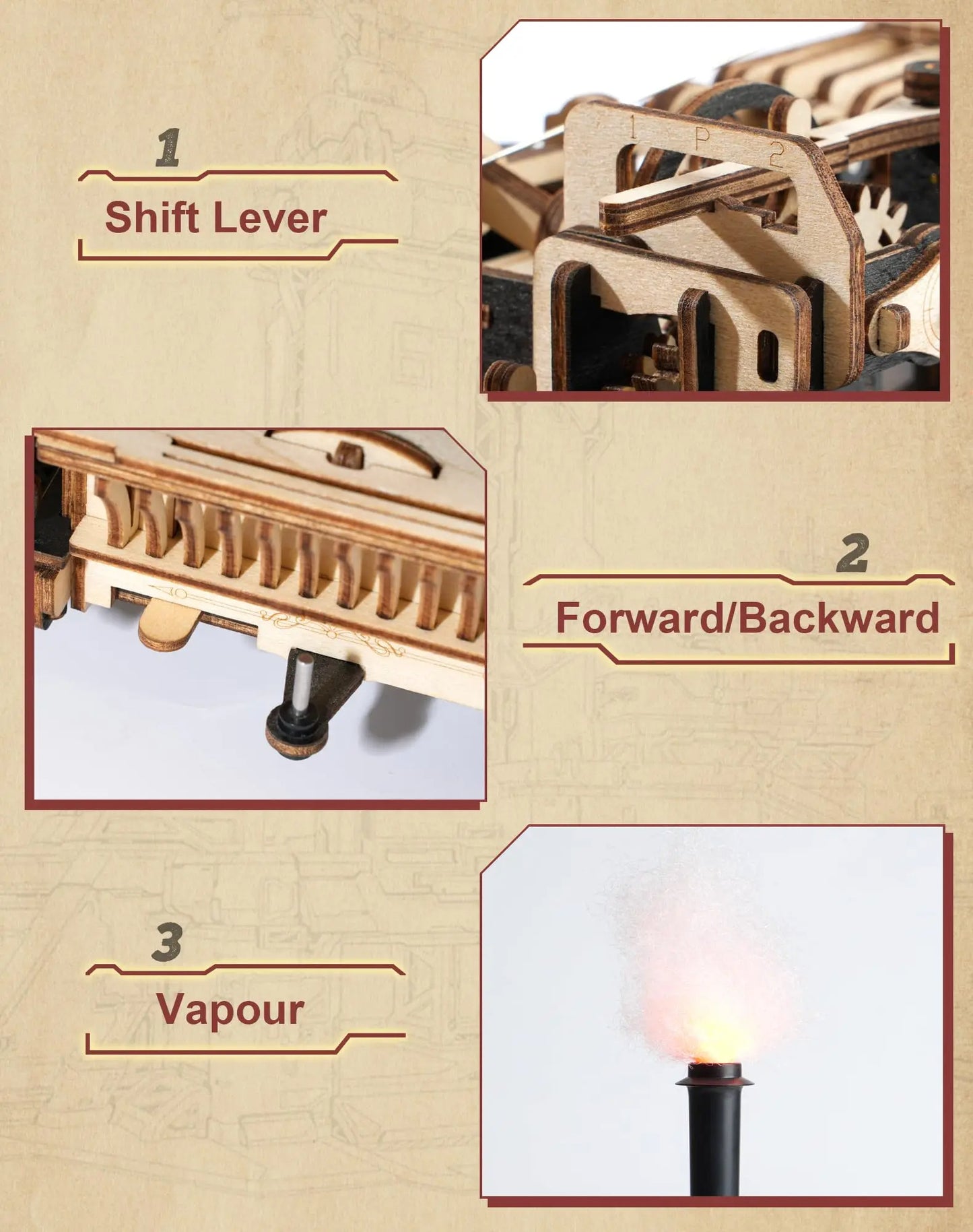 3D Wooden Puzzle Steam Engine
