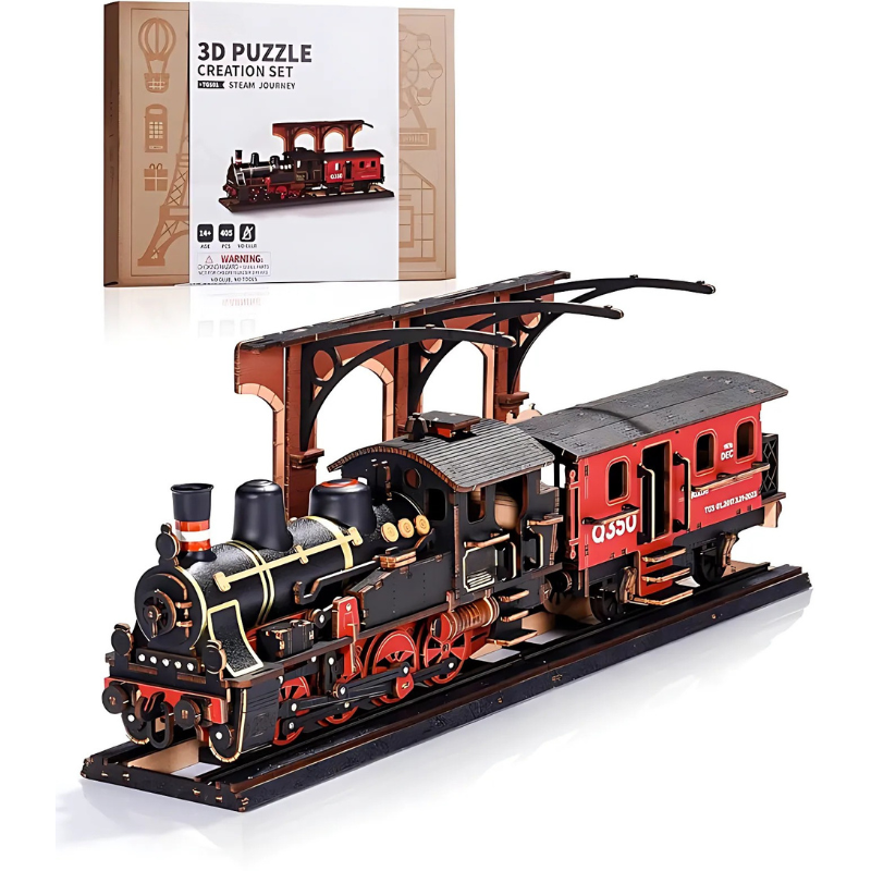 3D Wooden Puzzle Steam Train Journey