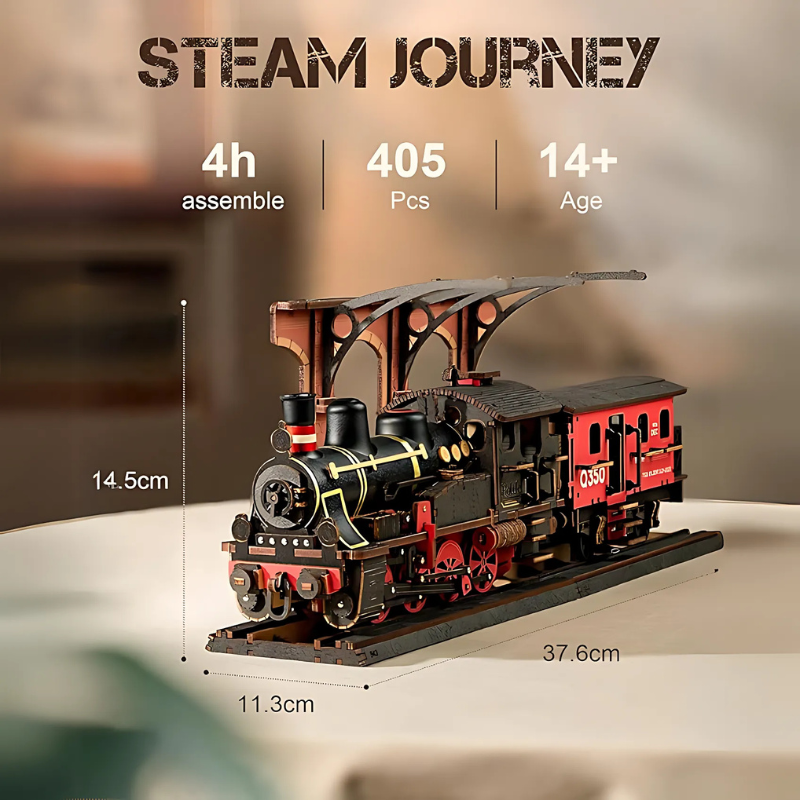 3D Wooden Puzzle Steam Train Journey