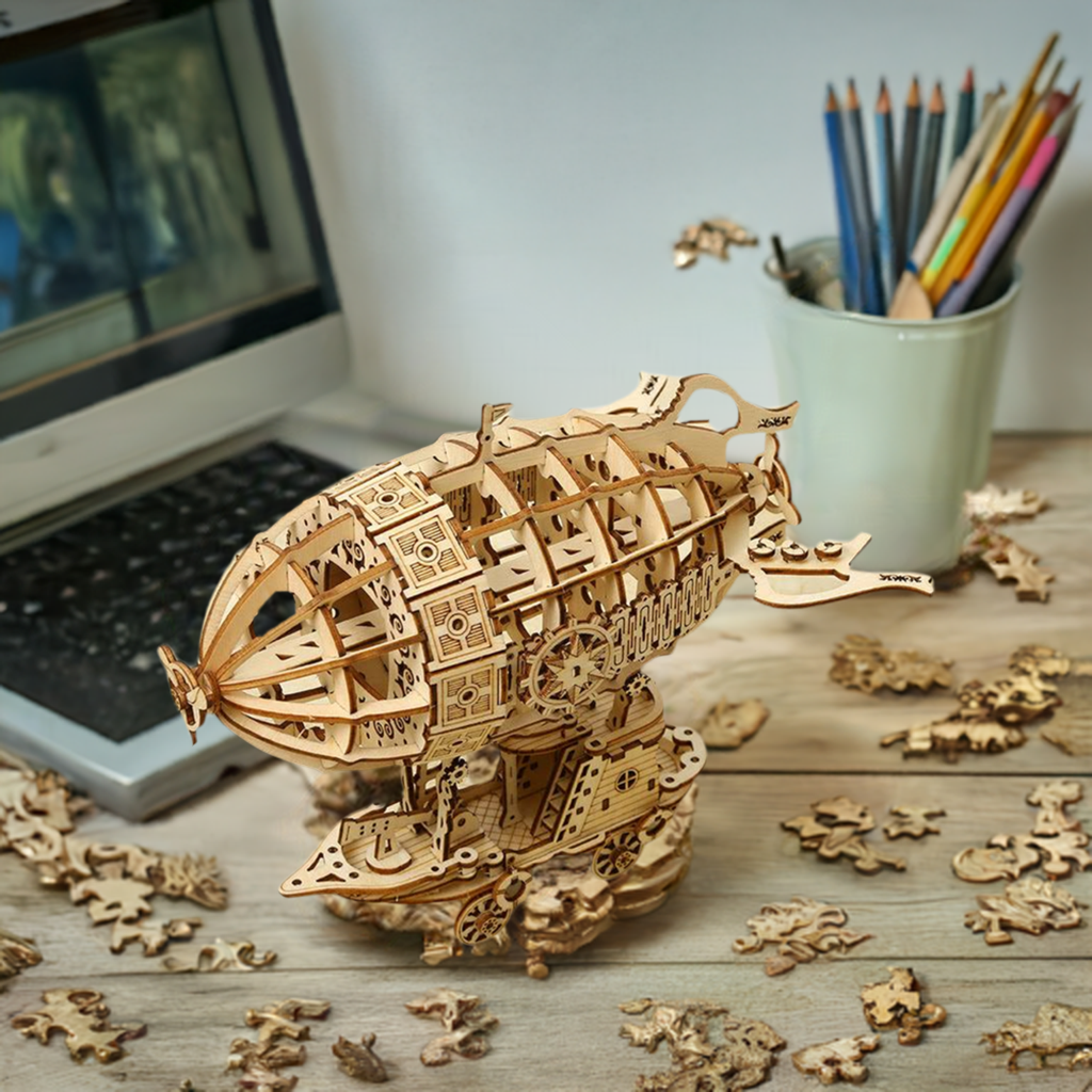 Wooden 3D Airship Assembly Puzzle
