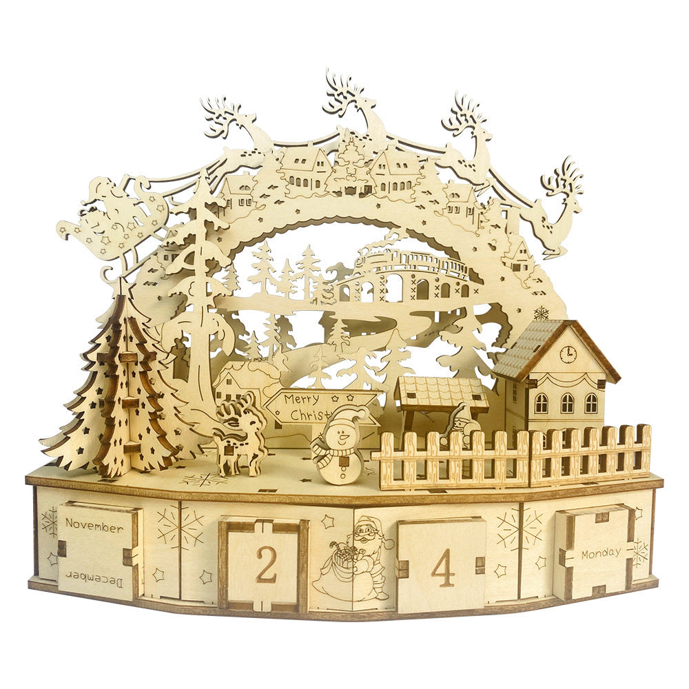 DIY 3D Wooden Christmas Decoration Calendar House Puzzle – Handmade Craft
