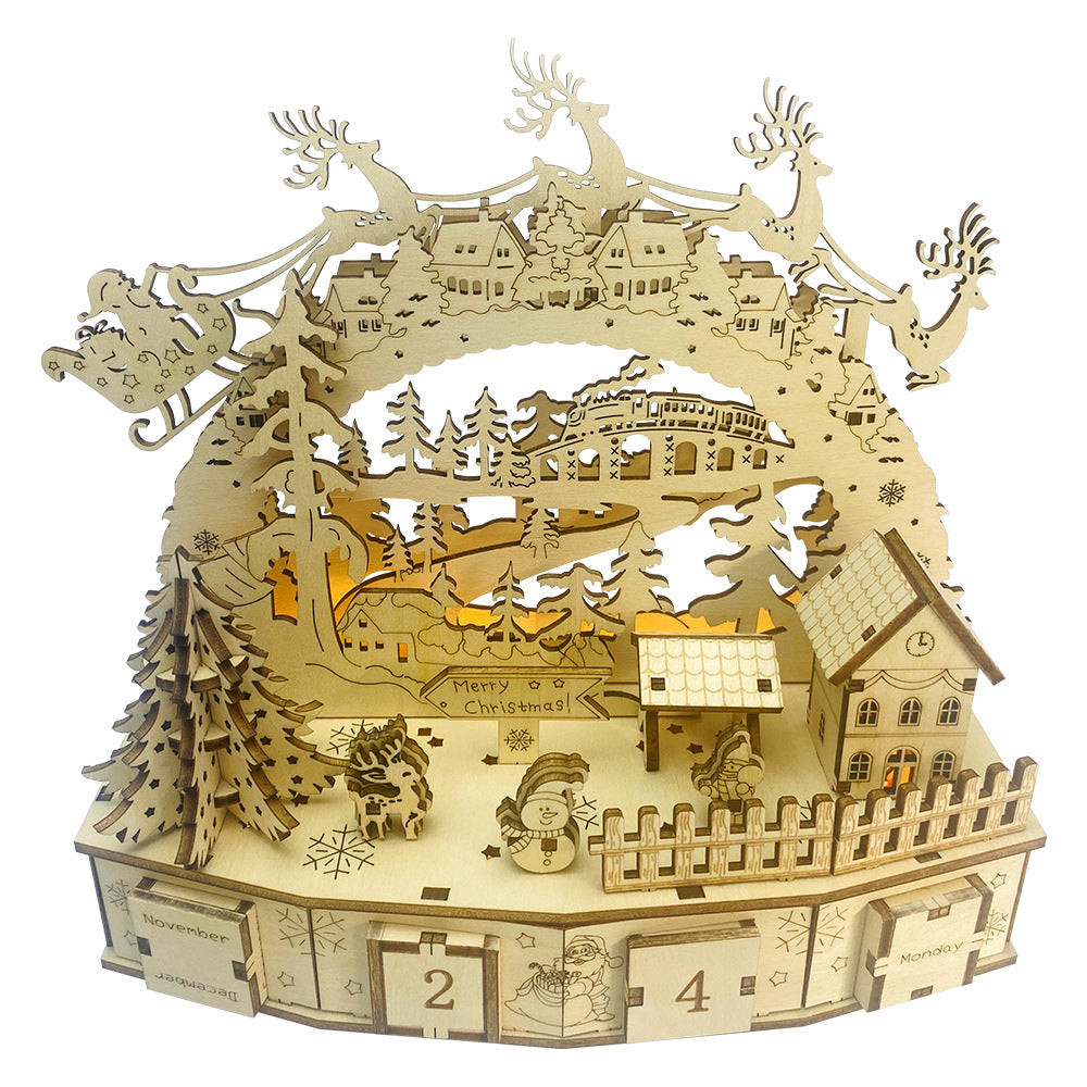 DIY 3D Wooden Christmas Decoration Calendar House Puzzle – Handmade Craft