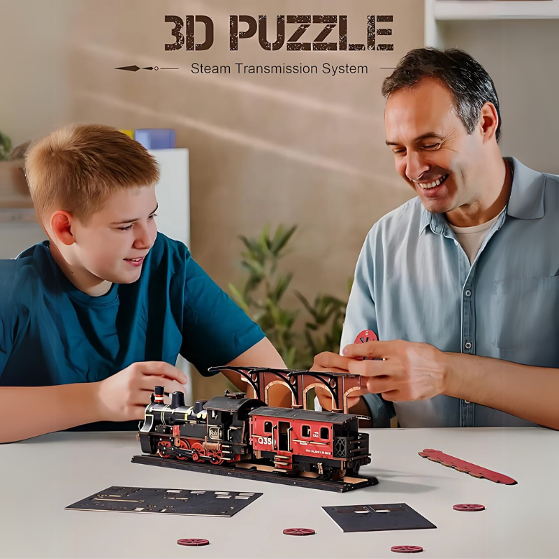 3D Wooden Puzzle Steam Train Journey