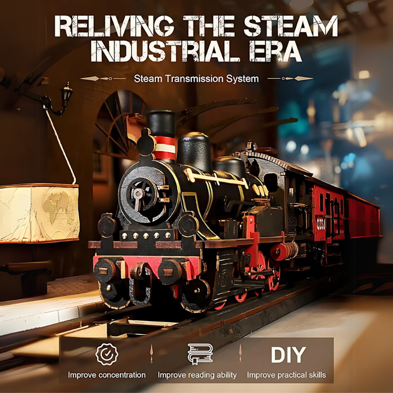 3D Wooden Puzzle Steam Train Journey