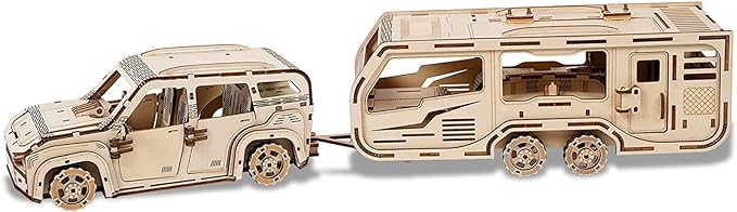 3D RV Car Wooden Puzzle Toy for Children - Building Block Kit