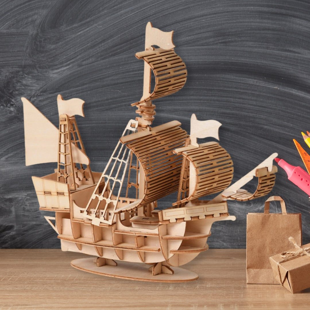 3D Wooden DIY Sailing Ship Laser-Cut Puzzle