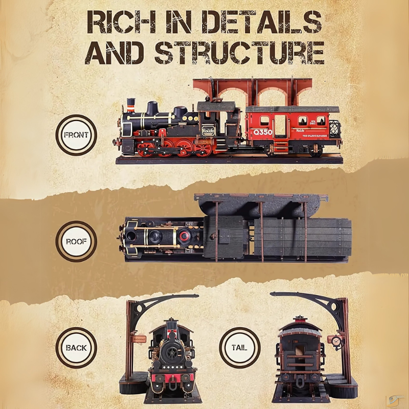 3D Wooden Puzzle Steam Train Journey