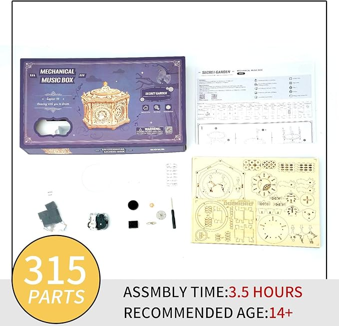 3D Wooden Puzzle Secret Garden DIY Mechanical Music Box