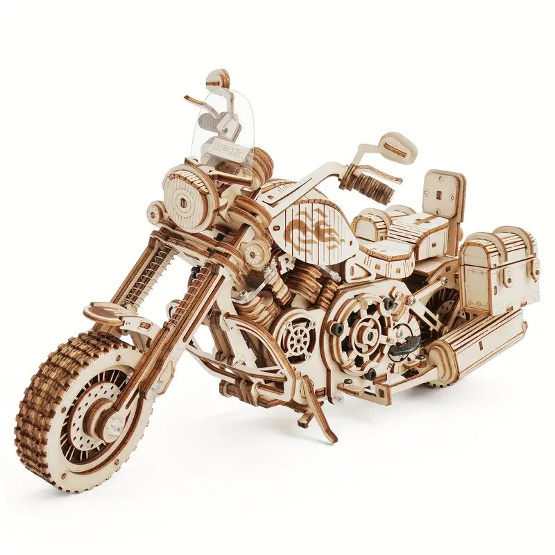 Cruiser Motorcycle Wooden Model - Building Block Kit Assembly Toy