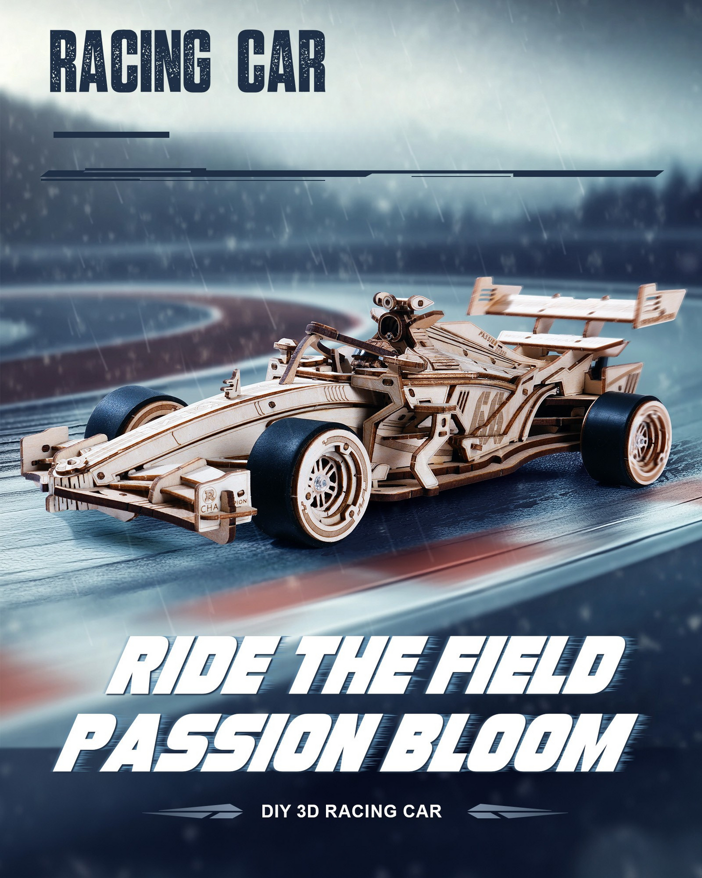 3D Wooden Formula Racing Car Puzzle for Adults