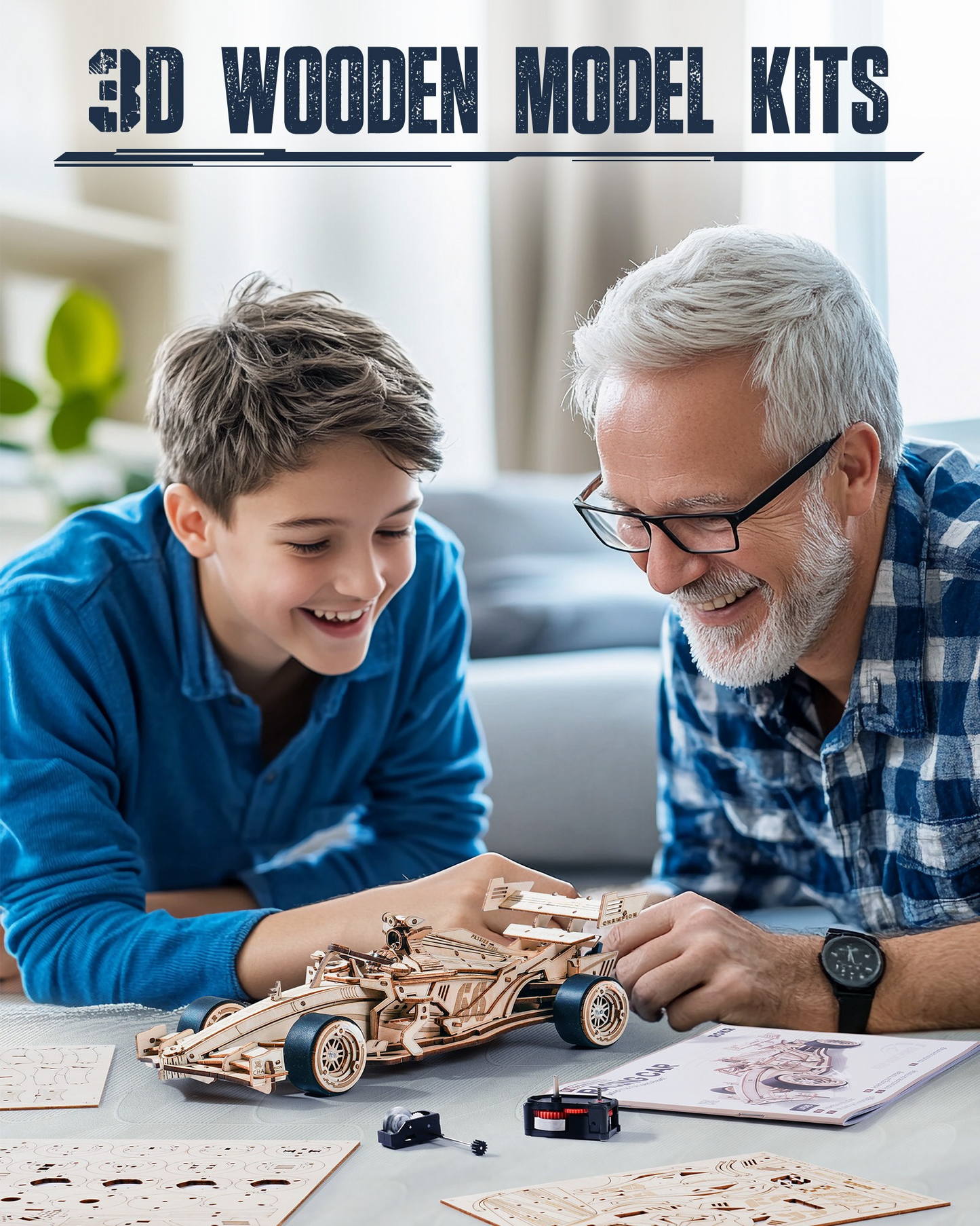 3D Wooden Formula Racing Car Puzzle for Adults