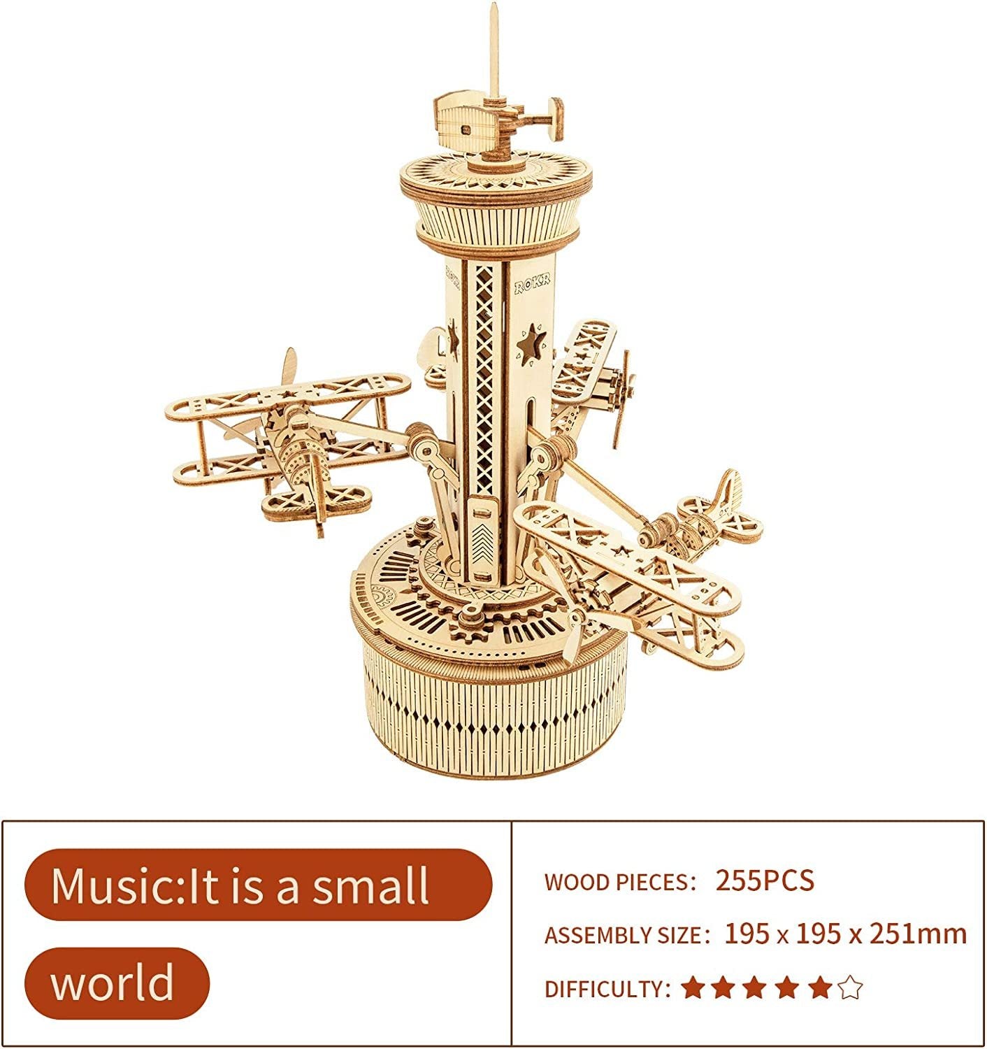 Airplane Control Tower Model with Soothing Melody - 3D Wooden Puzzle