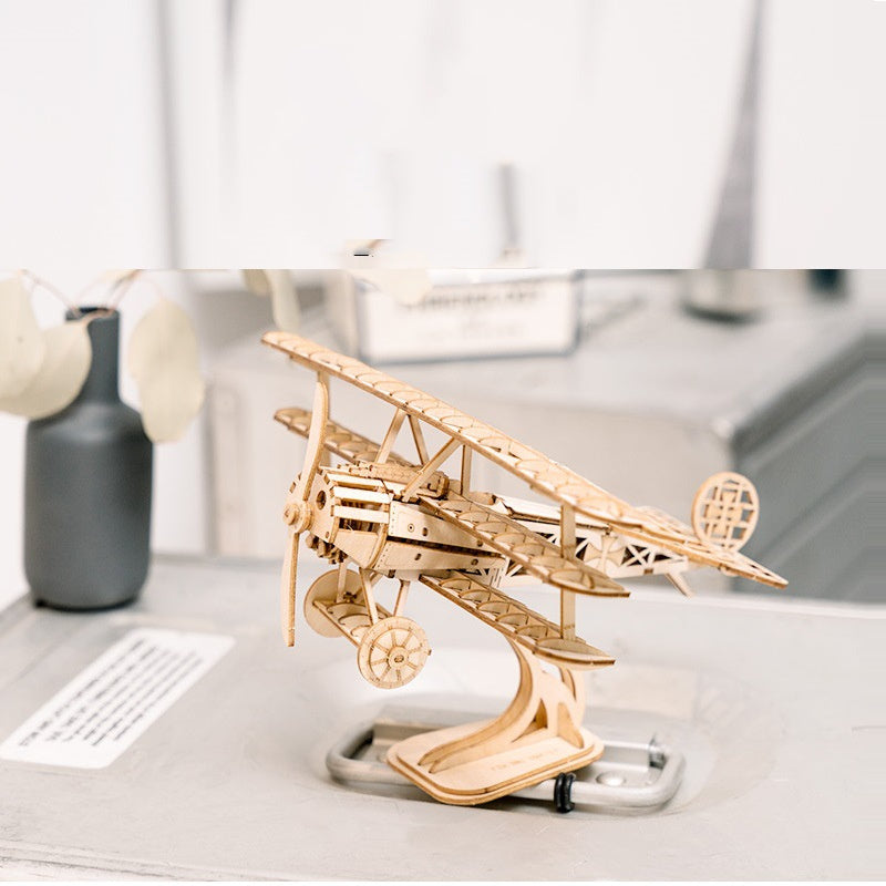 3D Wooden Biplane Puzzle