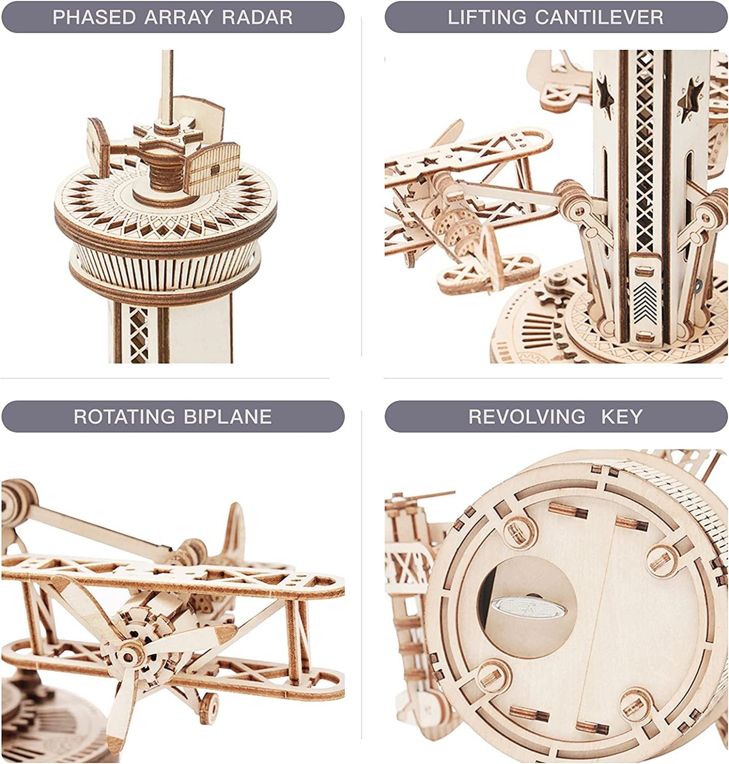 Airplane Control Tower Model with Soothing Melody - 3D Wooden Puzzle