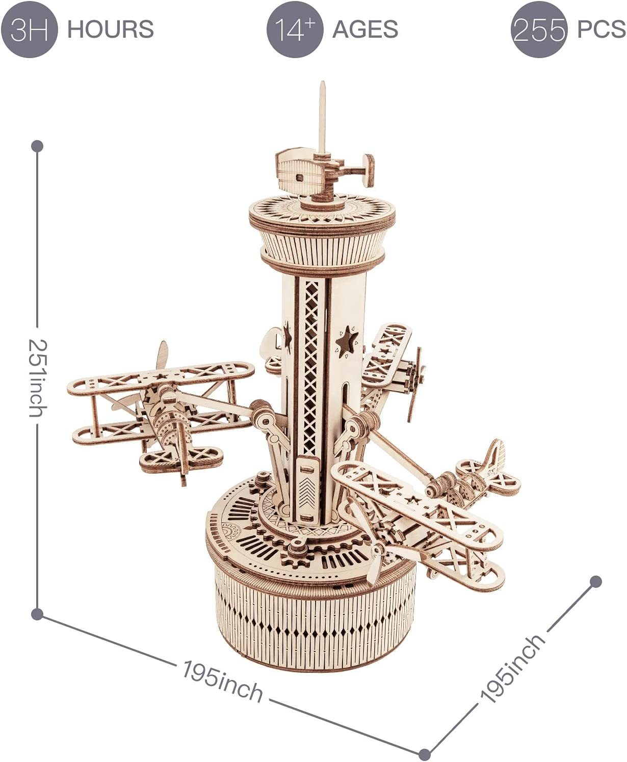 Airplane Control Tower Model with Soothing Melody - 3D Wooden Puzzle