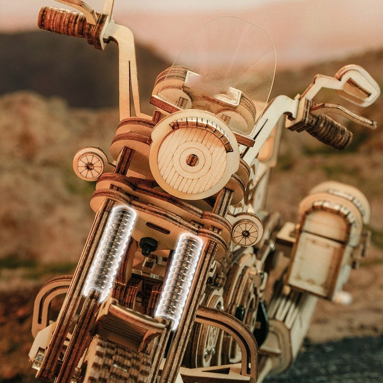 Cruiser Motorcycle Wooden Model - Building Block Kit Assembly Toy