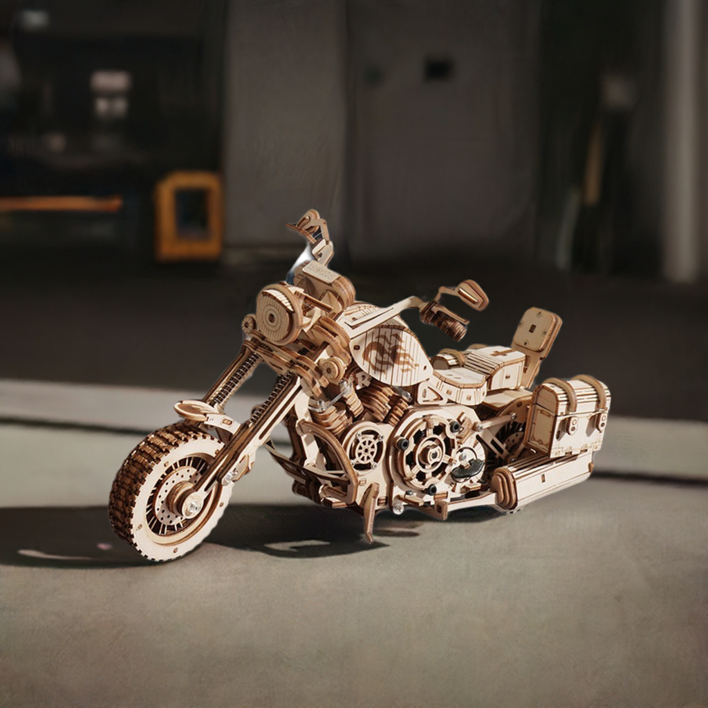 Cruiser Motorcycle Wooden Model - Building Block Kit Assembly Toy