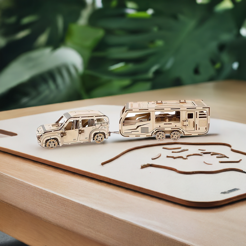 3D RV Car Wooden Puzzle Toy for Children - Building Block Kit