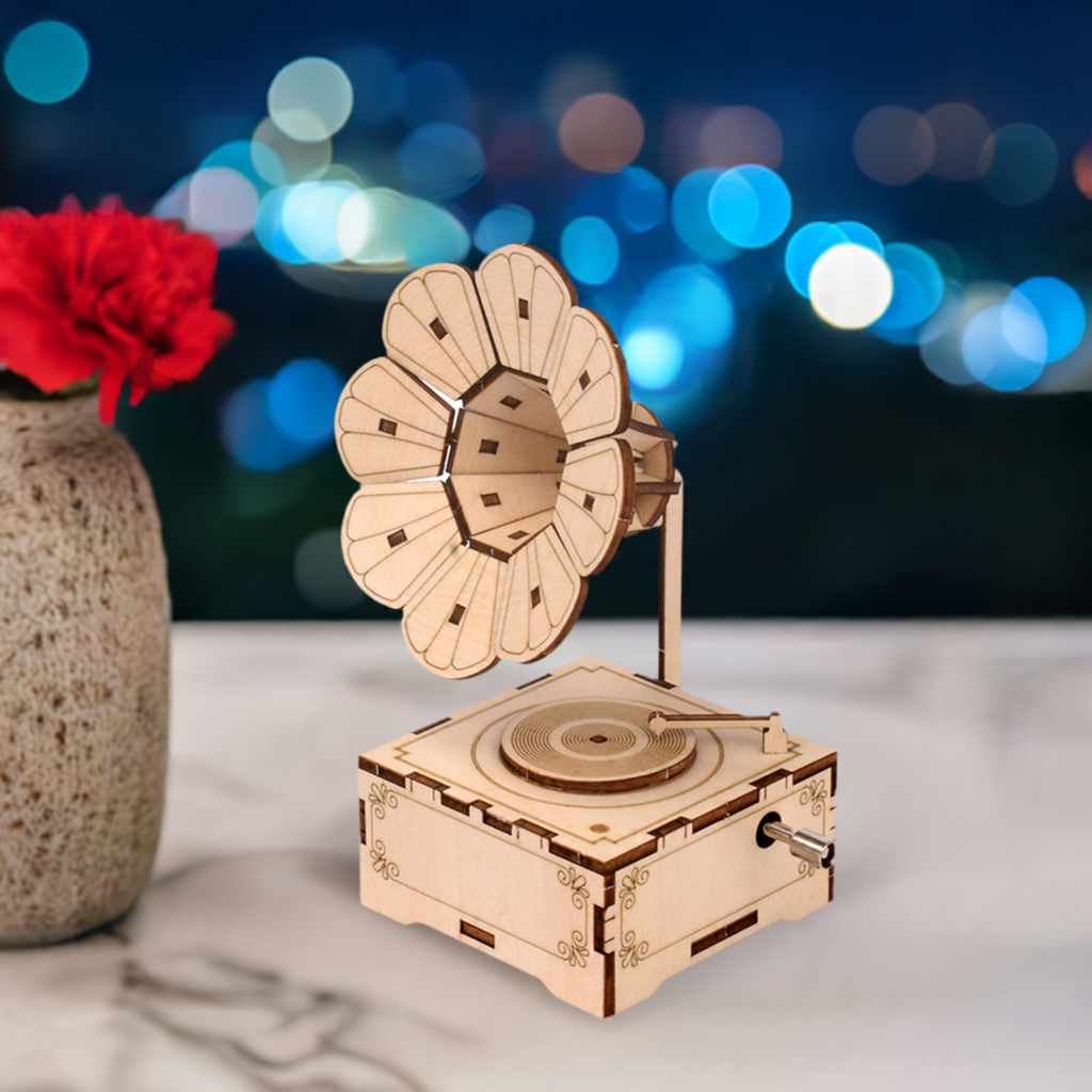Gramophone 3D Wooden Music Box Puzzle