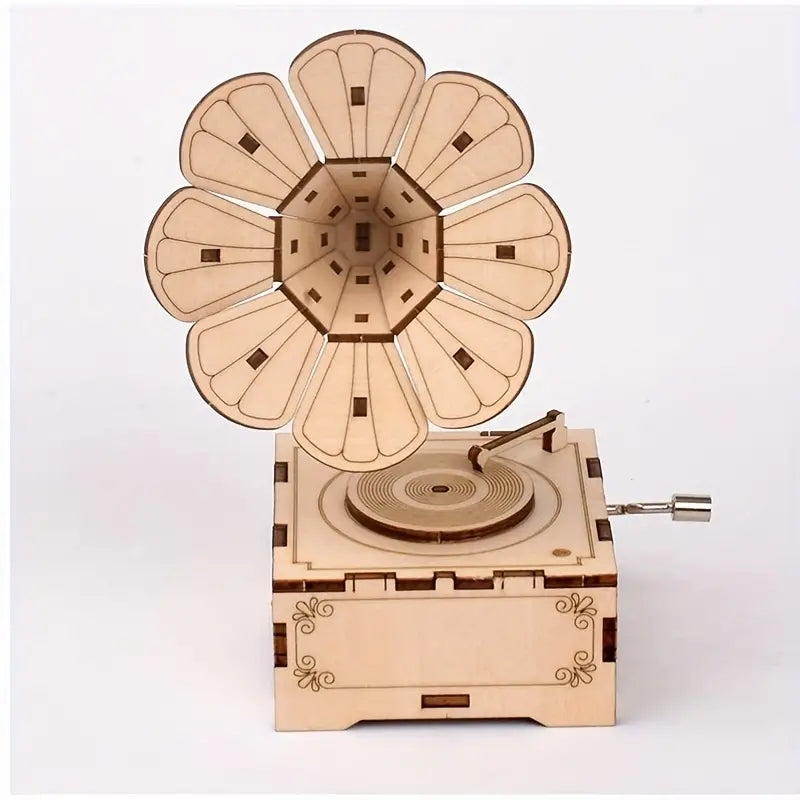 Gramophone 3D Wooden Music Box