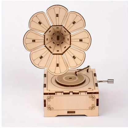 Gramophone 3D Wooden Music Box