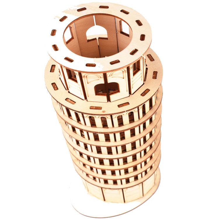 Three-Dimensional Wooden Puzzle of Leaning Tower of Pisa