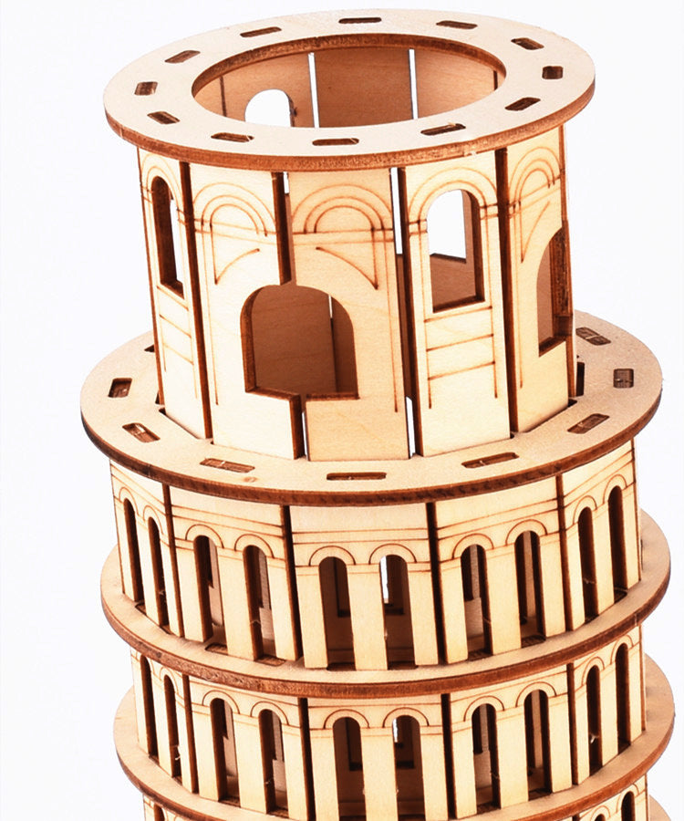 Three-Dimensional Wooden Puzzle of Leaning Tower of Pisa