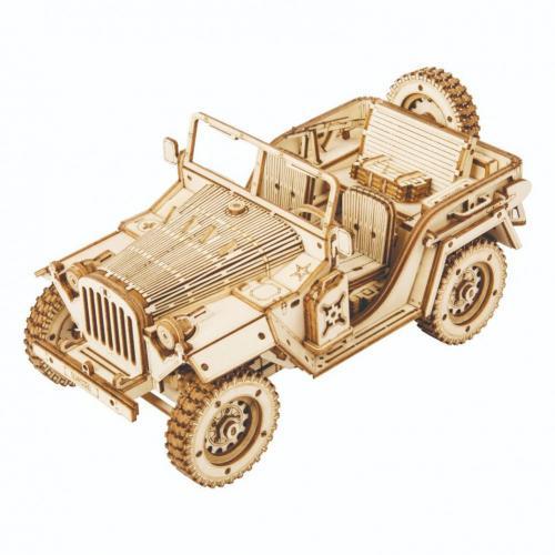 DIY  3D Wooden Puzzle Mechanical Transmission Jeep