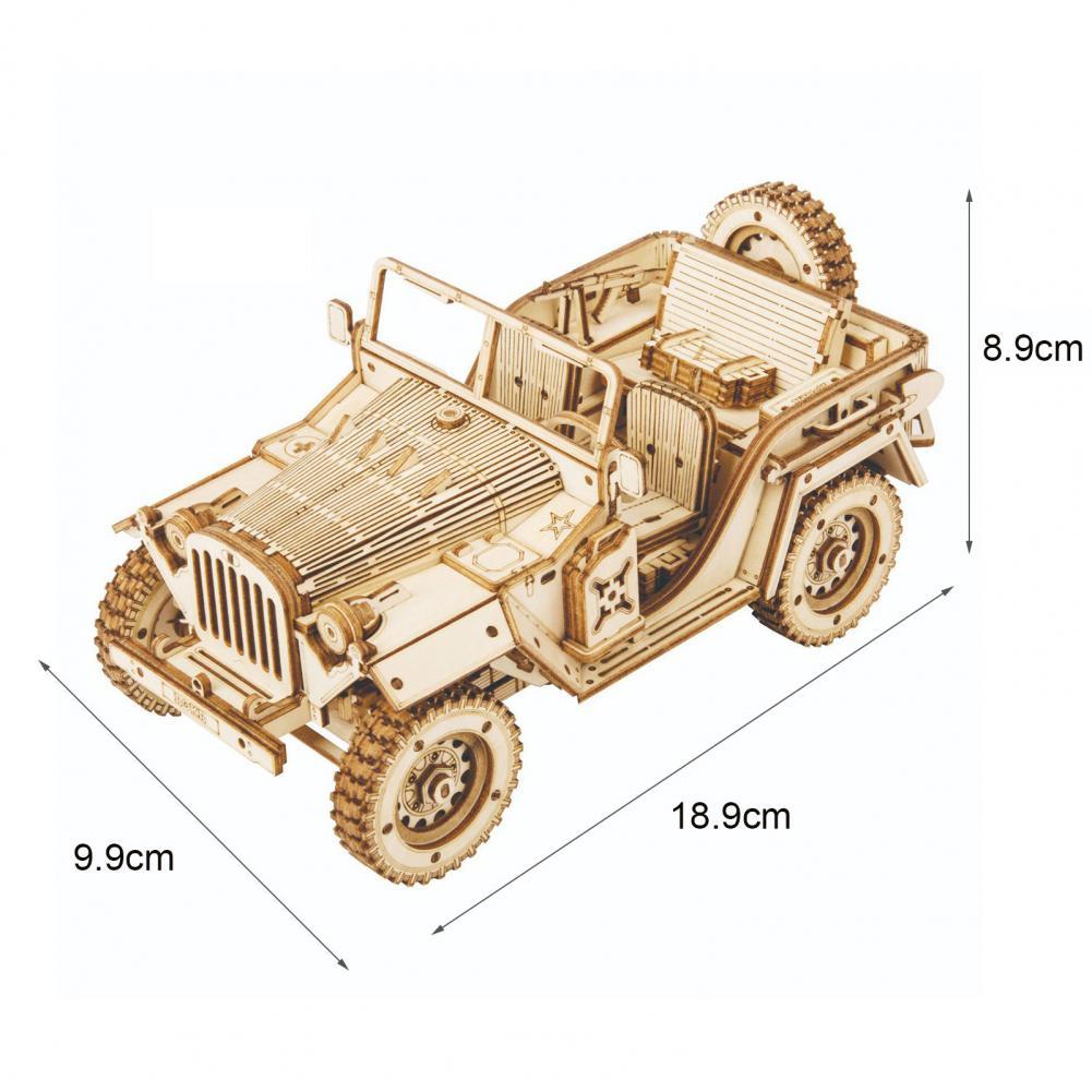 DIY  3D Wooden Puzzle Mechanical Transmission Jeep