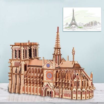 Famous Paris Notre Dame 3D Wooden Puzzle Kit