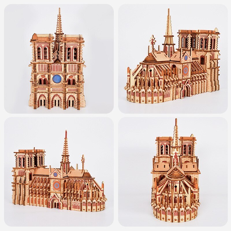 Famous Paris Notre Dame 3D Wooden Puzzle Kit