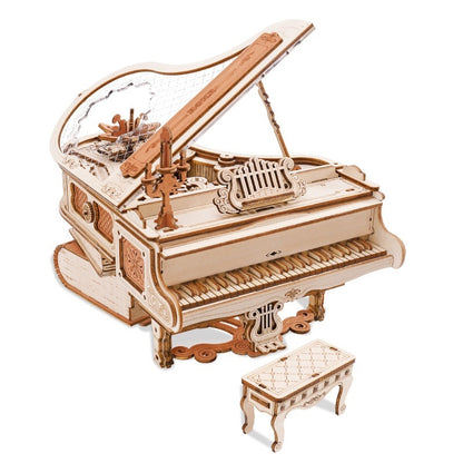 Piano Music Box Set - Adult 3D Wooden Puzzle with Mechanical Building Blocks