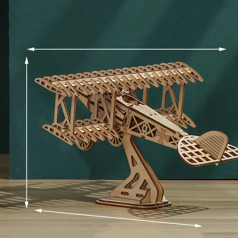 3D Wooden Two-Wing Aircraft Puzzle