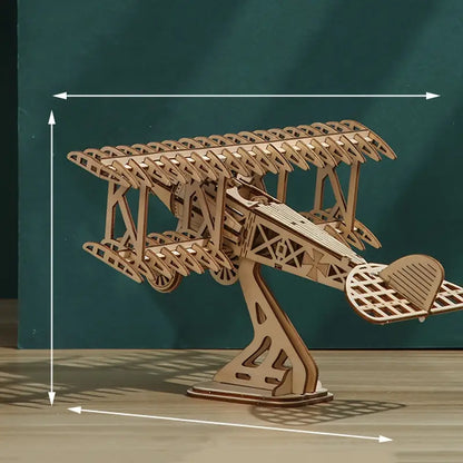 3D Wooden Two-Wing Aircraft Puzzle