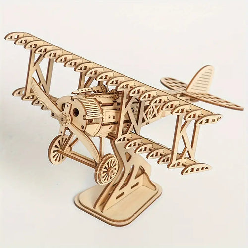 3D Wooden Two-Wing Aircraft Puzzle