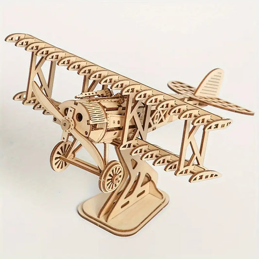 3D Wooden Two-Wing Aircraft Puzzle