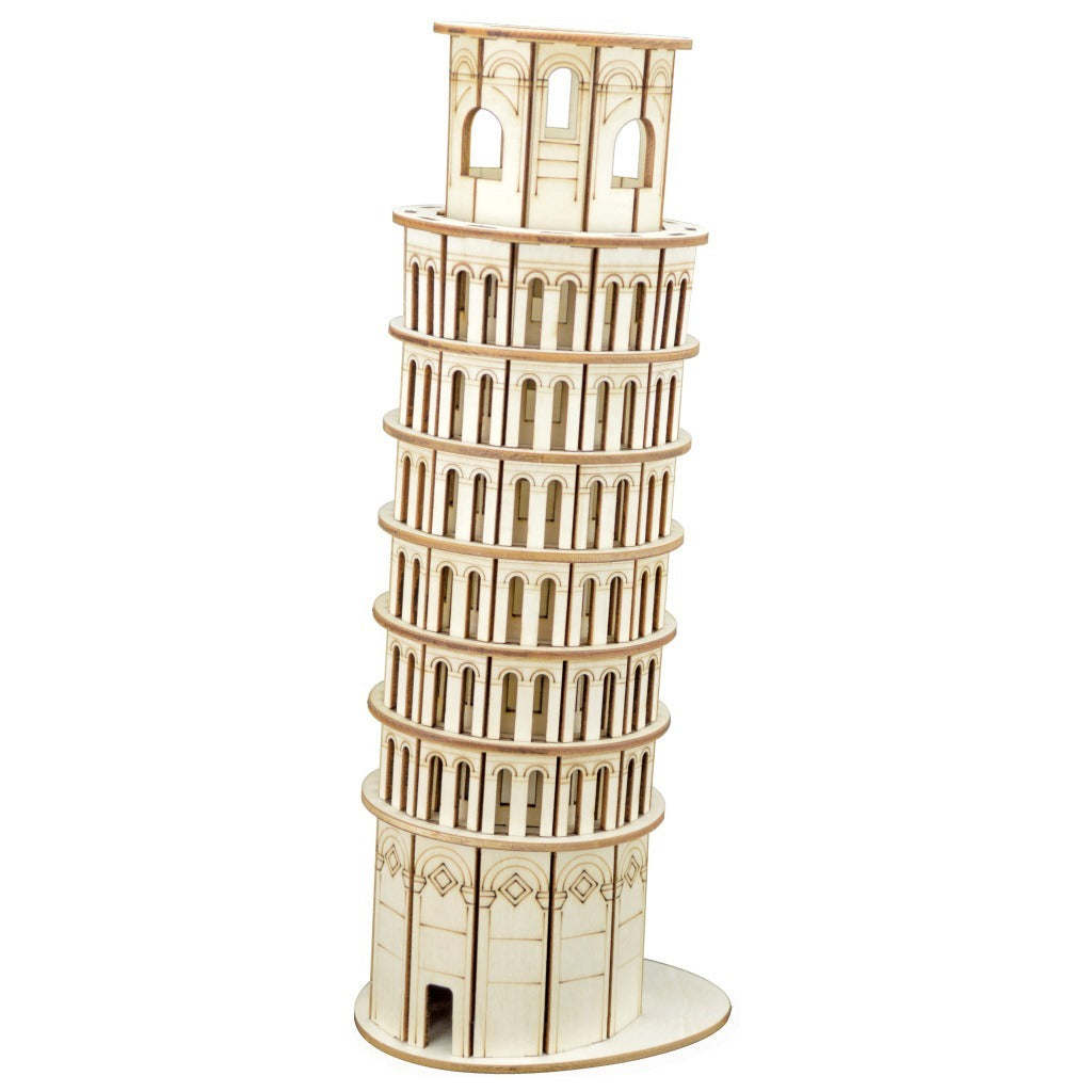 Three-Dimensional Wooden Puzzle of Leaning Tower of Pisa