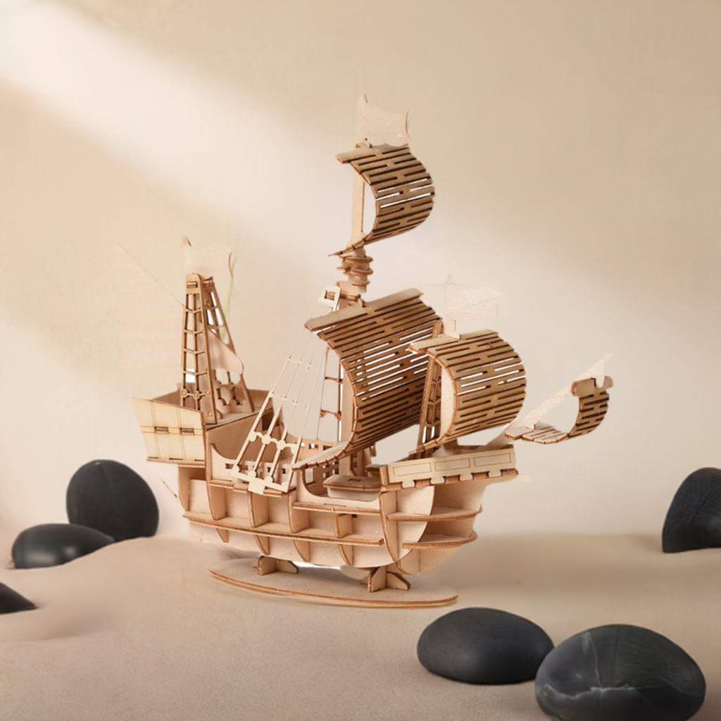 3D Wooden DIY Sailing Ship Laser-Cut Puzzle