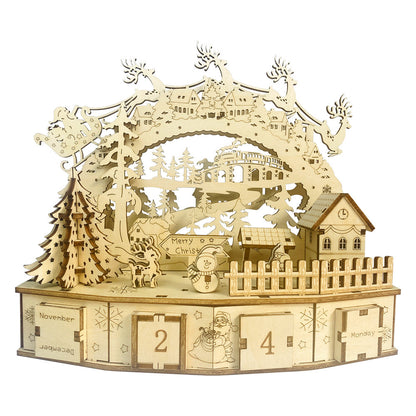 3d Wooden Christmas Decorations Handmade Diy Calendar House Puzzle