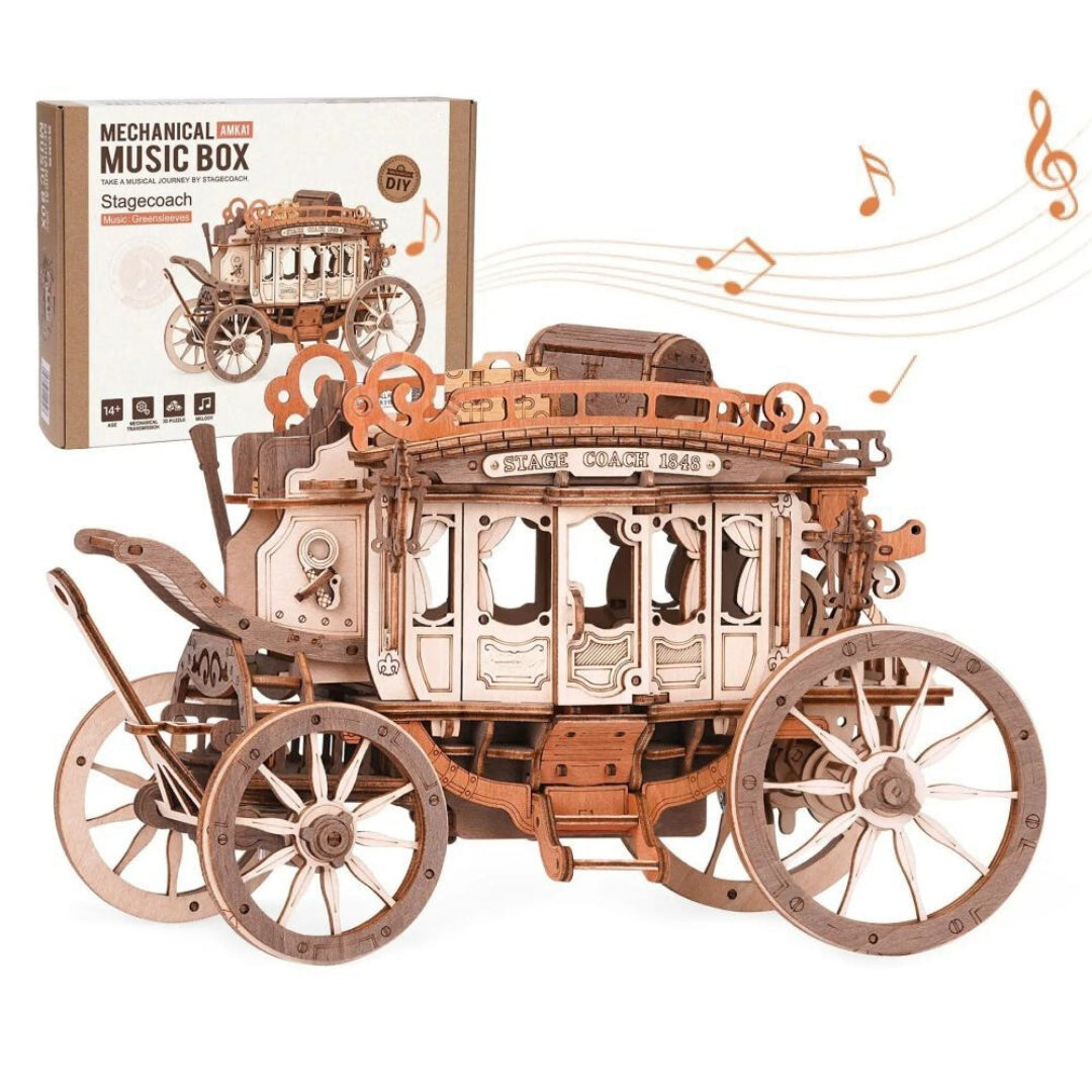 Stagecoach Wooden Music Box 3D Puzzle