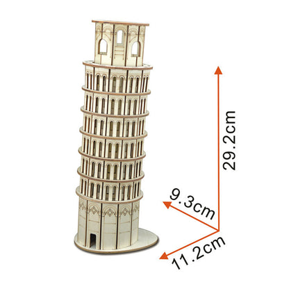 Three-Dimensional Wooden Puzzle of Leaning Tower of Pisa