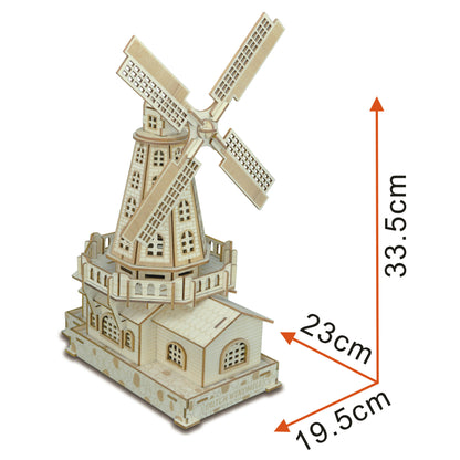 Wooden 3D Dutch Windmill Puzzle