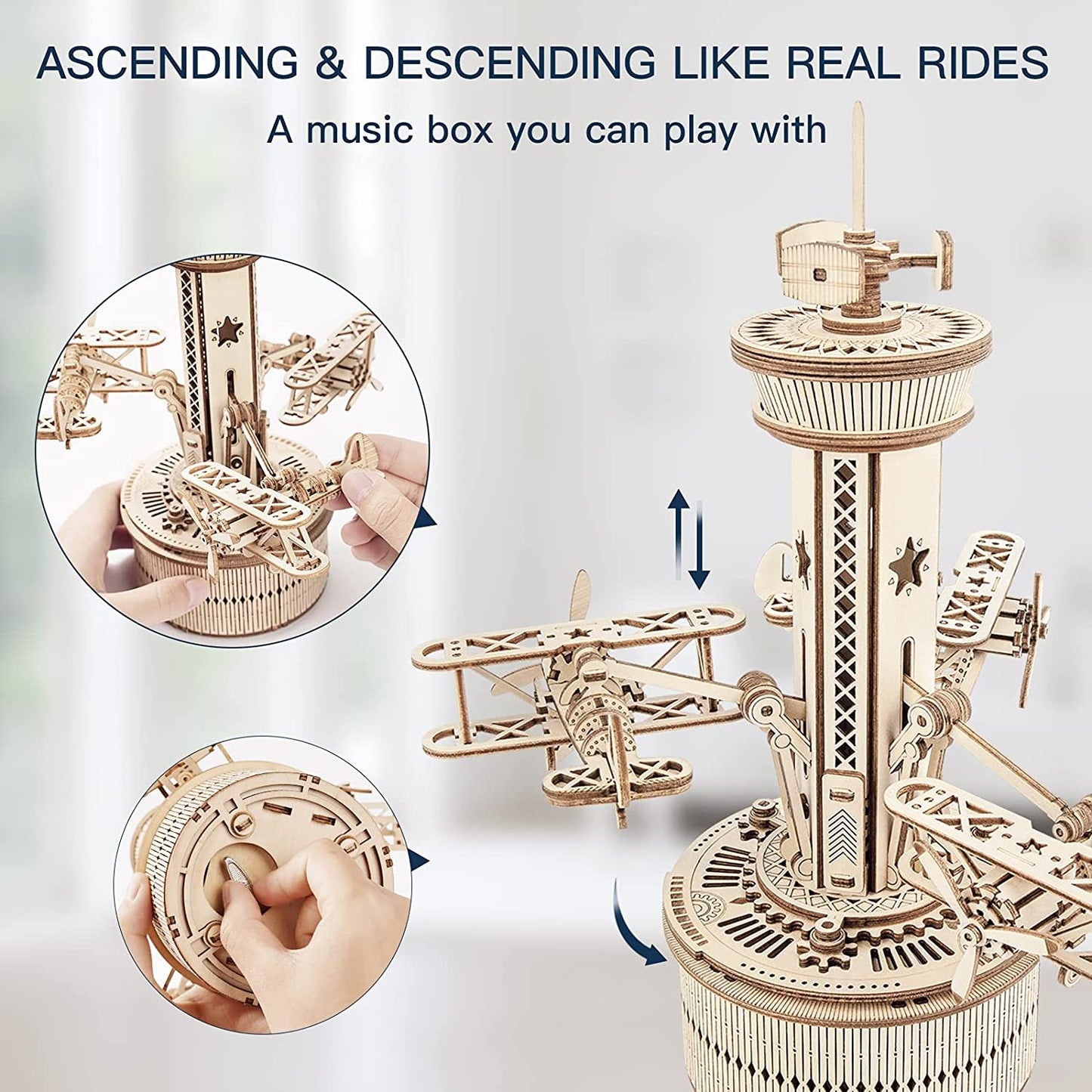 Airplane Control Tower Model with Soothing Melody 3D Wooden Puzzle - Control Tower