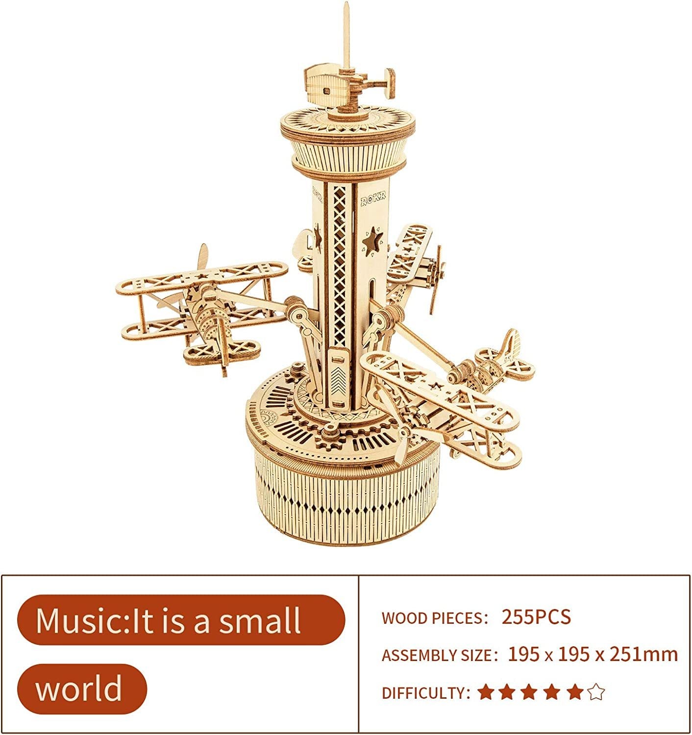 Airplane Control Tower Model with Soothing Melody 3D Wooden Puzzle - Control Tower