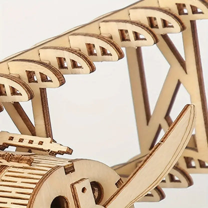 3D Wooden Two-Wing Aircraft Puzzle