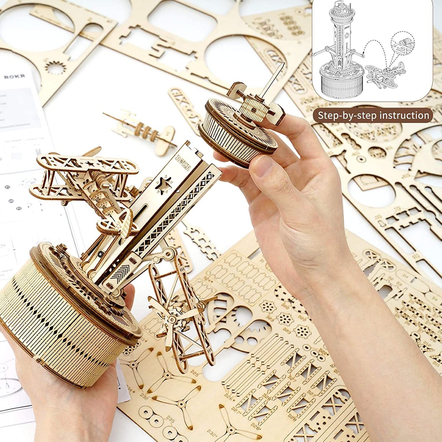 Airplane Control Tower Model with Soothing Melody 3D Wooden Puzzle - Control Tower