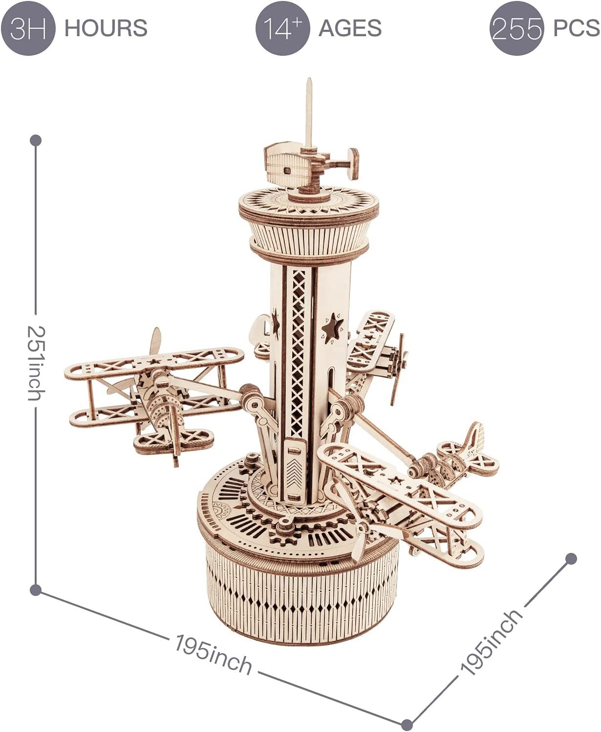 Airplane Control Tower Model with Soothing Melody 3D Wooden Puzzle - Control Tower