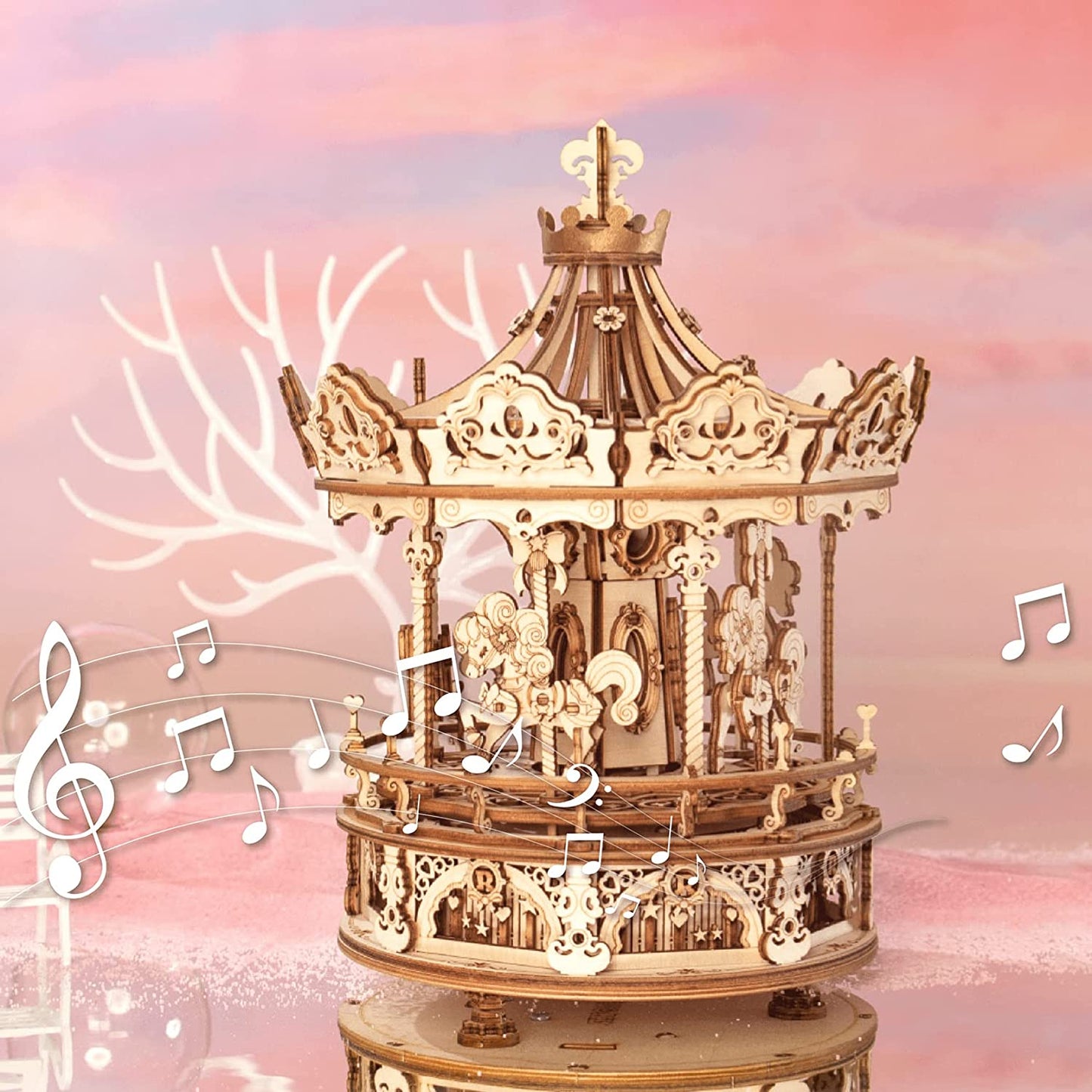 3D Wooden Music Box Rotating Kit Puzzle